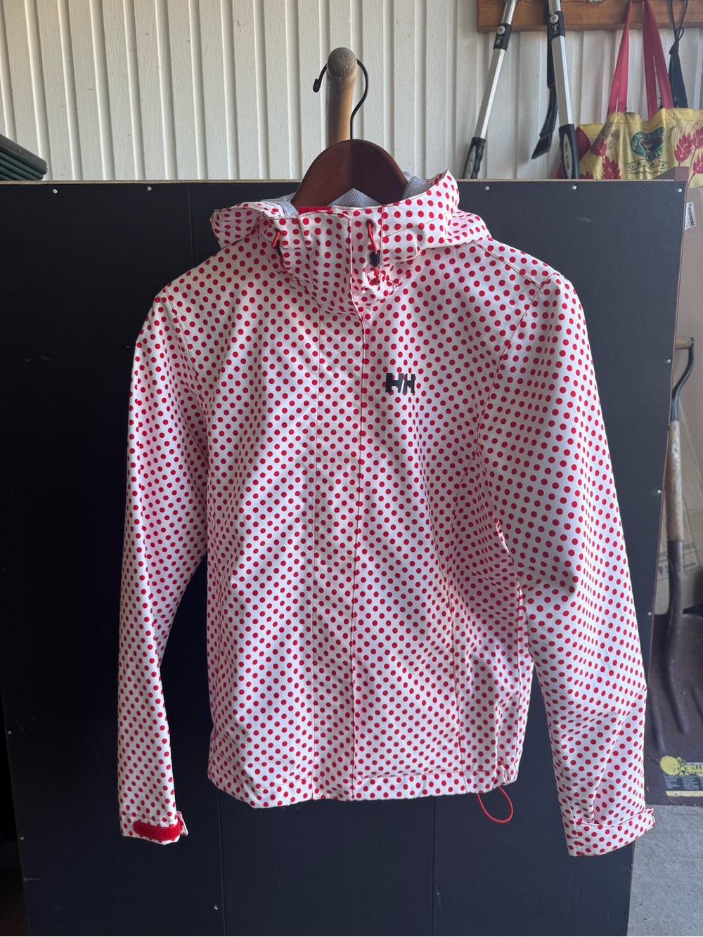Helly Hansen Women’s White & Red Polka Dot Rain Jacket